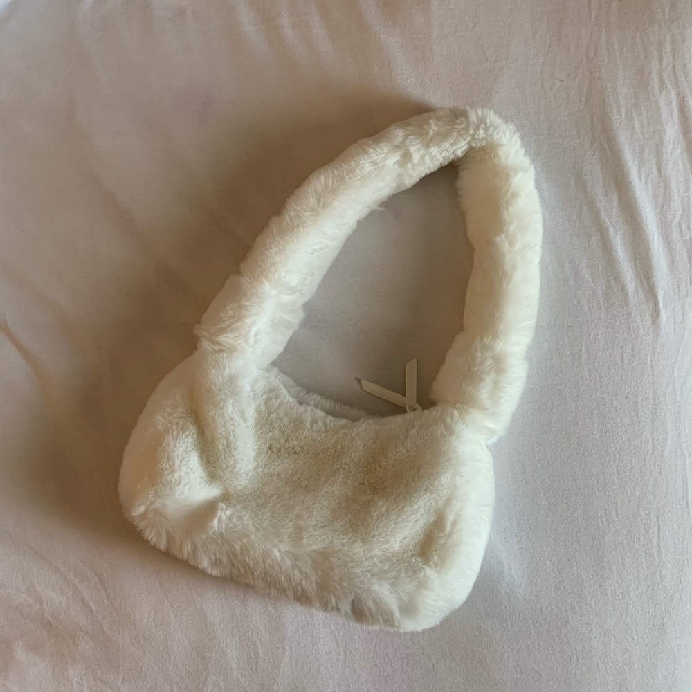 white fur bag
